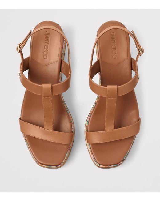 Jimmy Choo Brown Theia 60 Leather Wedge Sandals