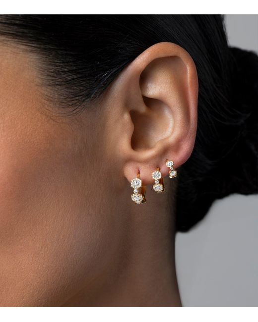 David Morris Metallic And Diamond Triolette Oval Single Hoop Earring