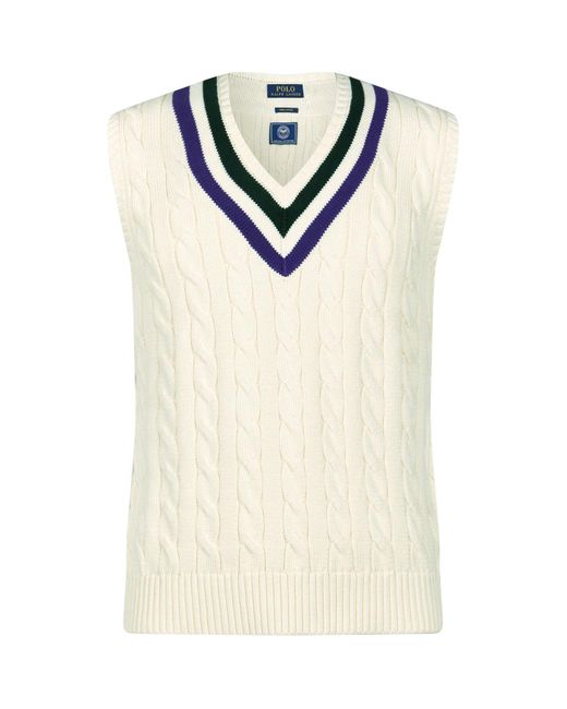 Polo Ralph Lauren White Wimbledon Sweater Vest for men