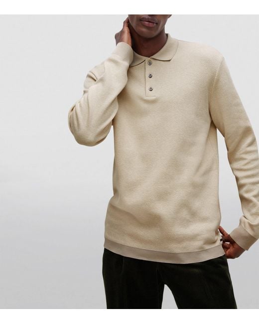 Boss Natural Long-Sleeved Polo Shirt for men