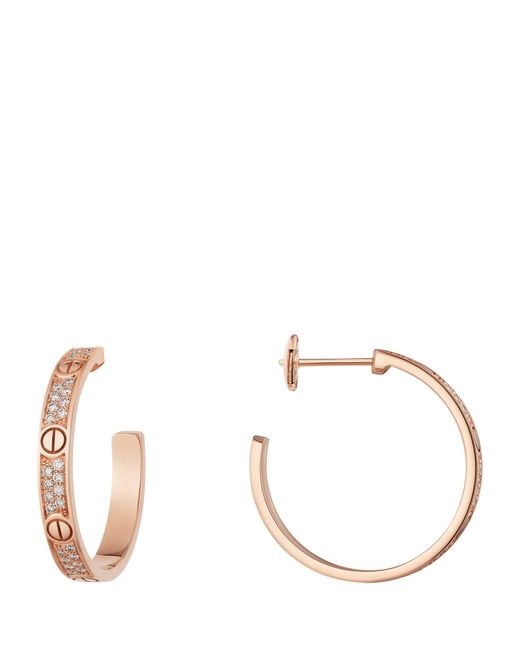 Cartier White And Diamond Love Hoop Earrings