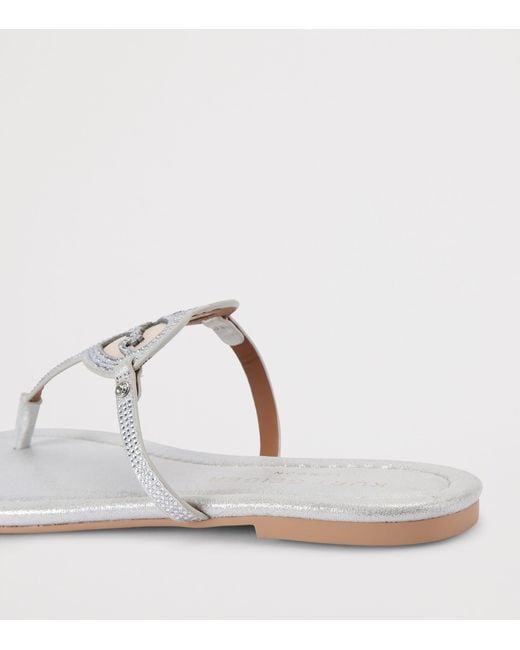 Kurt Geiger White Leather Heart T-Bar Sandals