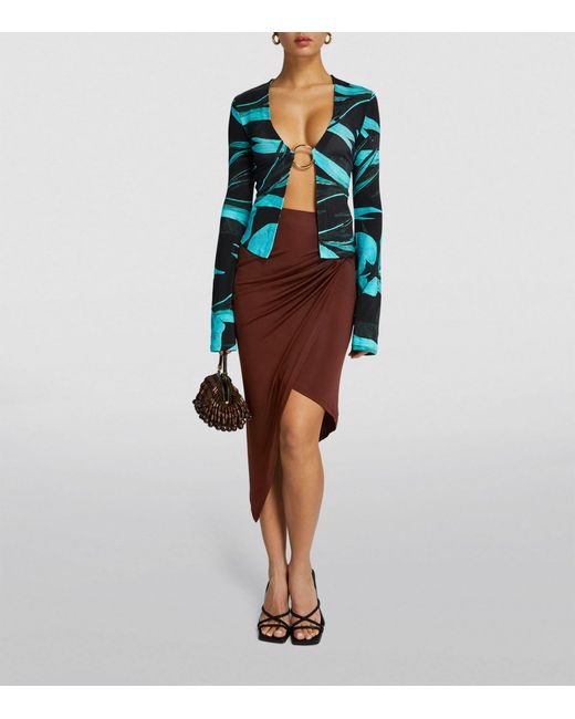 Louisa Ballou Brown Asymmetric-hem Coastline Skirt