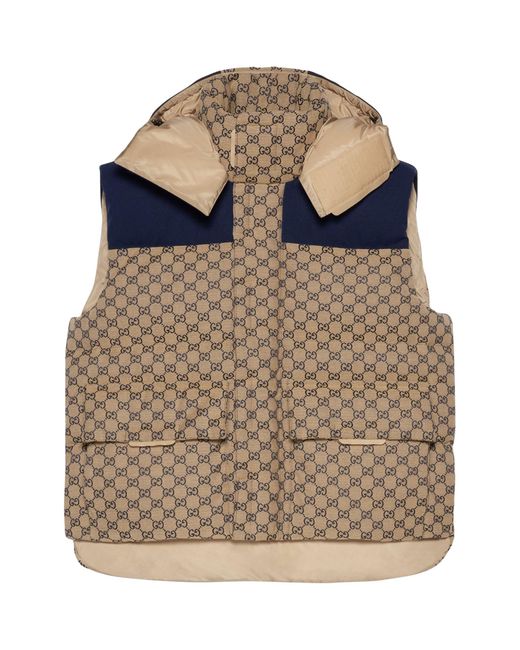 Gucci Brown Padded Gg Gilet for men