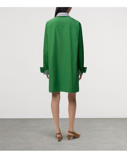 Loewe Green Layered Mini Shirt Dress