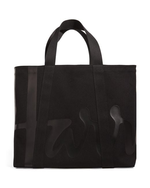 Harrods Black Large Cotton Logo Tote Bag