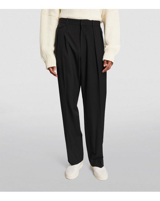 The Row Black Wool Marcello Straight Trousers for men