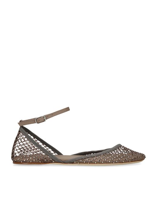 Christopher Esber Brown Mesh Minette Ballet Flats