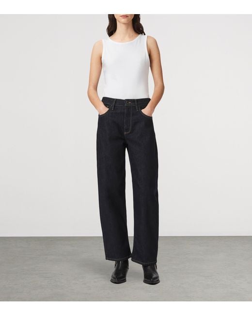 AllSaints Blue Sadie High-Rise Barrel-Leg Jeans