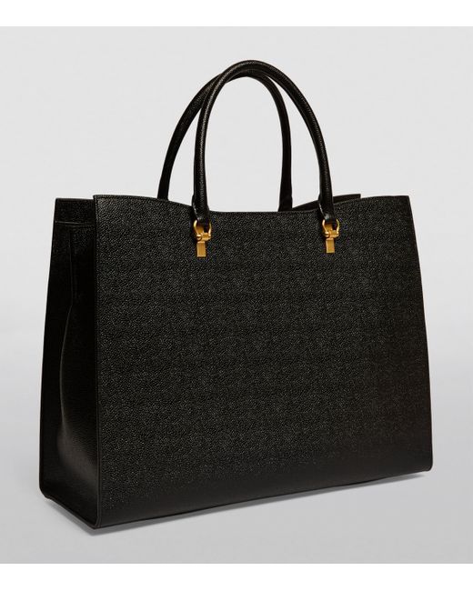 Thom Browne Black Large Leather Duet Tote Bag for men