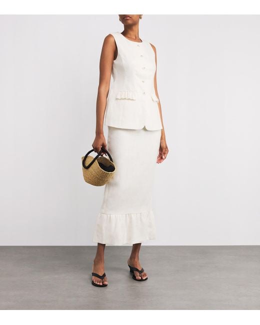 Posse White Linen Matilda Tailored Top