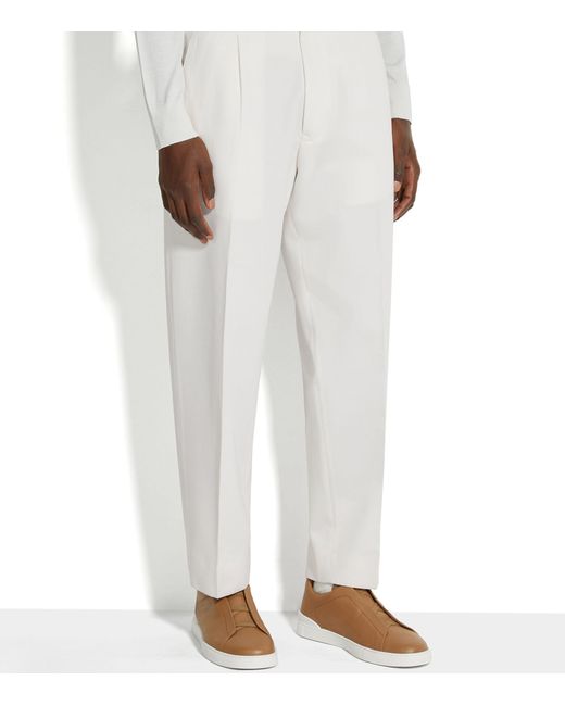 Zegna White Cotton-wool Trousers for men
