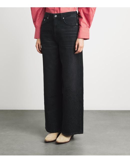 Ganni Black Lari Wide-Leg Jeans