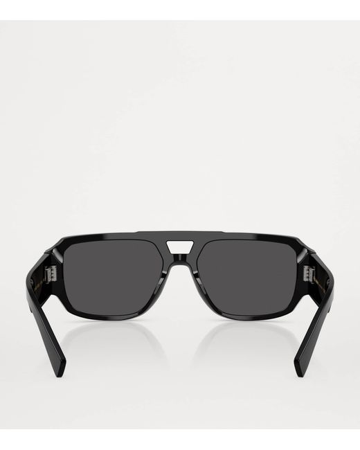 Dolce & Gabbana Black Acetate Pilot Sunglasses for men