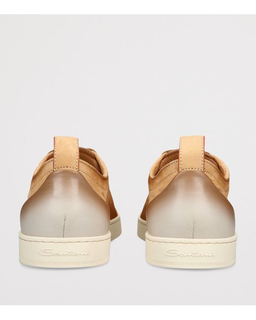 Santoni Brown Nubuck Leather Sneakers for men