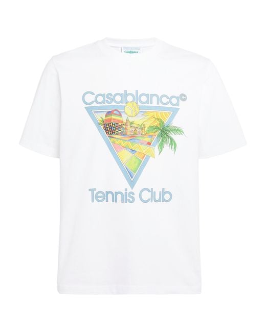 Casablancabrand White Cotton Tennis Club Print T-shirt for men