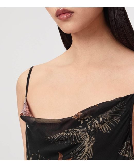 AllSaints Black Floral Ruth Midi Dress