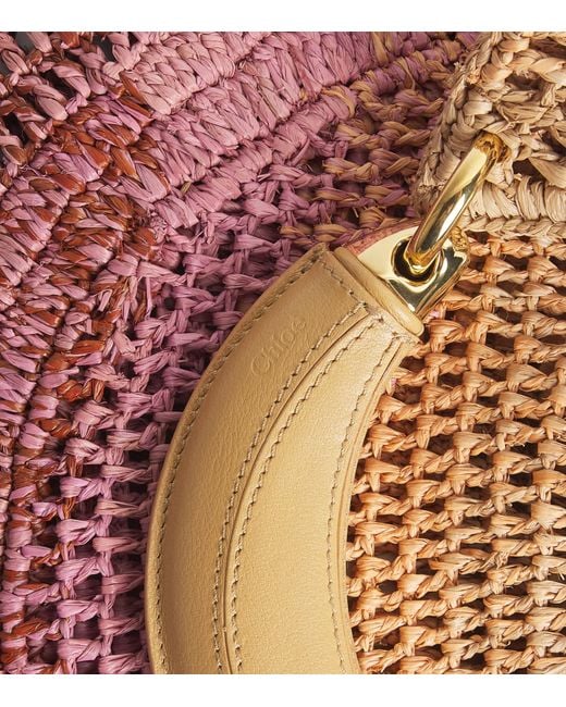 Chloé Pink Raffia Gradient Summer Banana Shoulder Bag