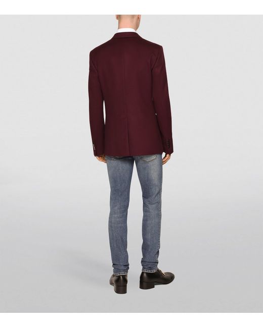 Dolce & Gabbana Purple Wool-Cashmere Dg Patch Jacket for men