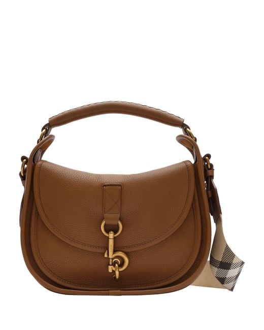 Burberry Brown Small Calfskin B Clip Messenger Bag