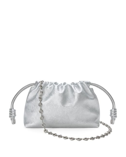Loewe Gray Mini Leather Flamenco Clutch Bag