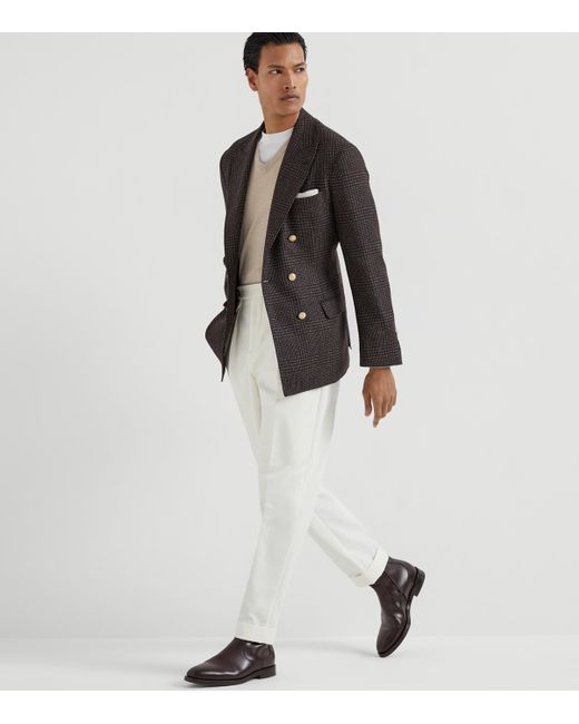Brunello Cucinelli Natural Cashmere V-Neck Sweater for men