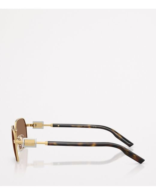 Dolce & Gabbana Brown Wire-Frame Rectangular Sunglasses for men