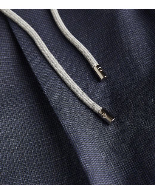 Corneliani Blue Virgin Wool Drawstring Trousers for men