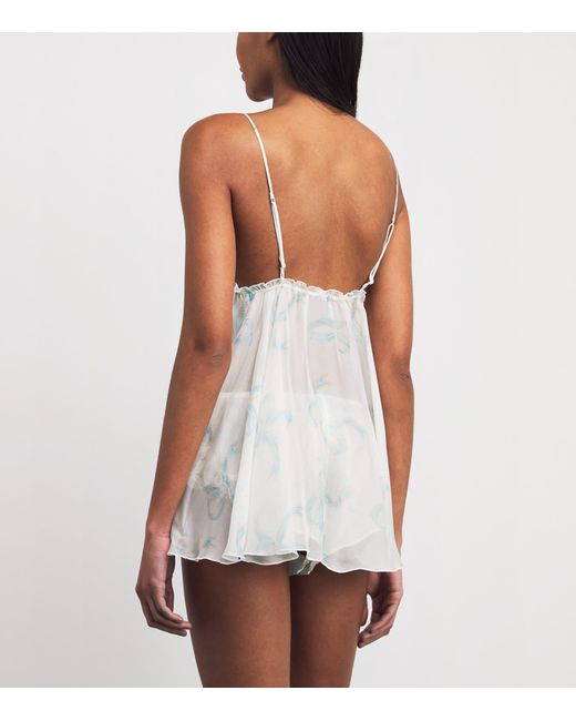 Skims White Silk Bridal Romance Babydoll Slip