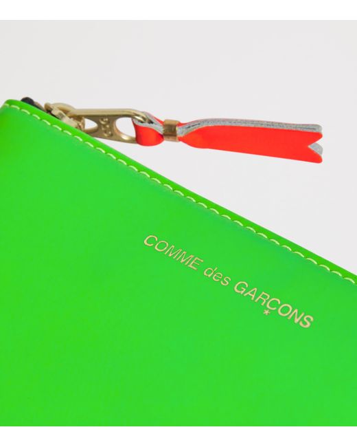 Comme des Garçons Green Small Leather Super Fluo Pouch for men