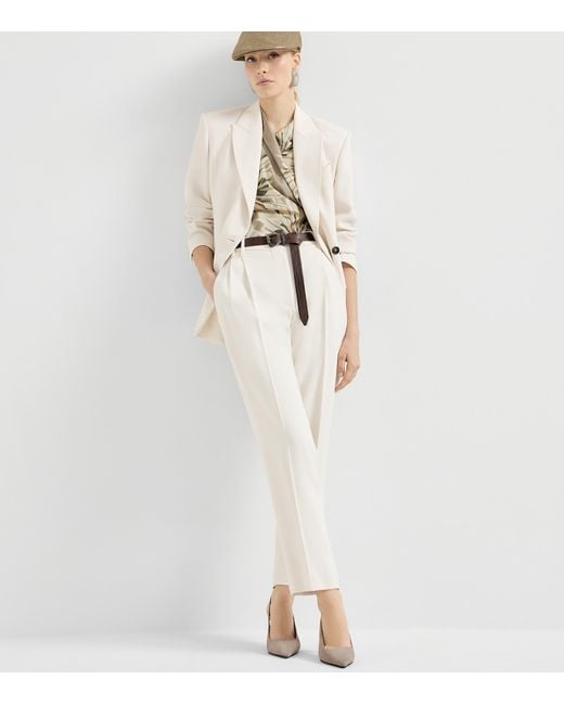 Brunello Cucinelli White Suede Slingback Pumps 80