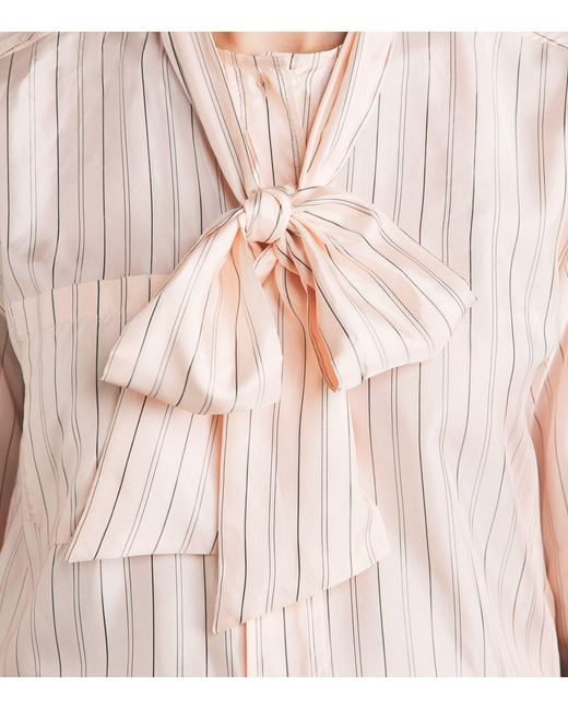 Sandro White Pussybow Stripe Shirt