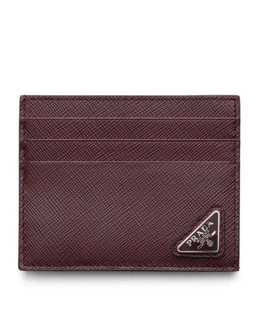 Prada Purple Saffiano Leather Card Holder for men