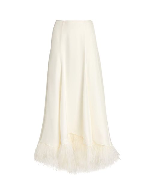 TOVE White Silk Feather-trim Renee Skirt