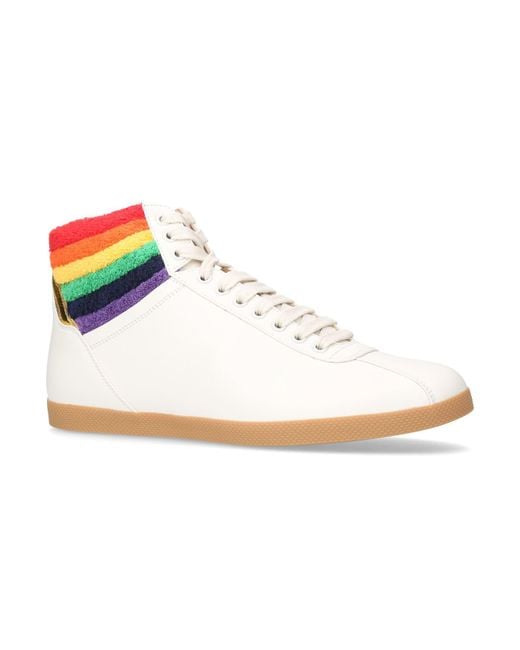 Gucci White Bambi Rainbow High-top Sneakers