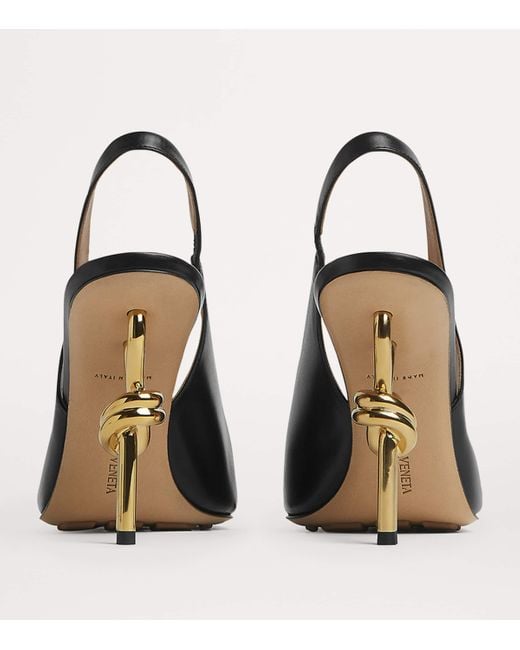 Bottega Veneta Black Leather Knot Slingback Heels 90