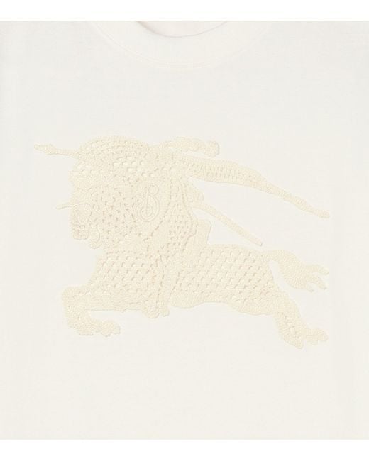 Burberry White Cotton Crochet Ekd T-Shirt