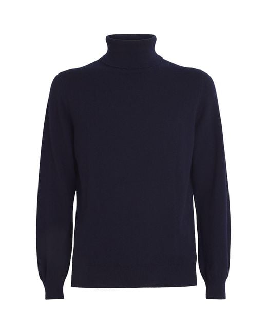 Harrods Blue Cashmere Rollneck Sweater for men