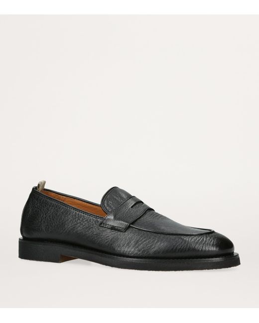 Officine Creative Black Leather Opera Flexi Loafers for men