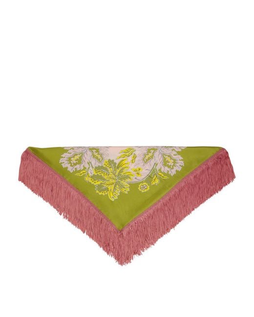LaDoubleJ Multicolor Silk Printed Fringed Scarf