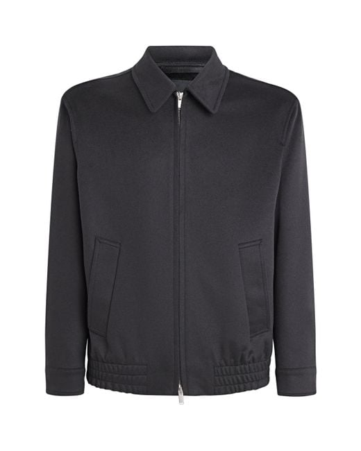 Lardini Black Cashmere-Wool Bomber Jacket for men