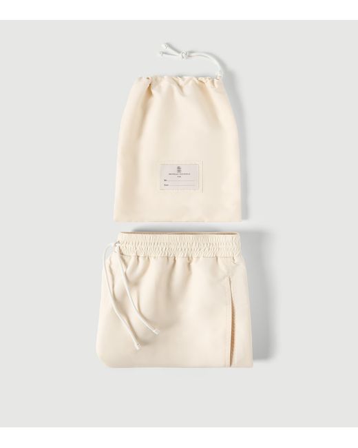 Brunello Cucinelli Natural Logo Swim Shorts for men