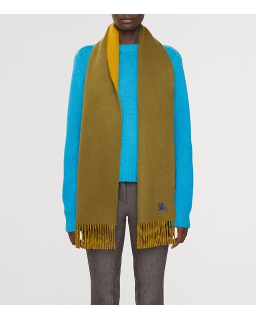 Burberry Green Cashmere Reversible Ekd Scarf