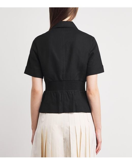 ME+EM Black Linen-Blend Soft Sculpt Top