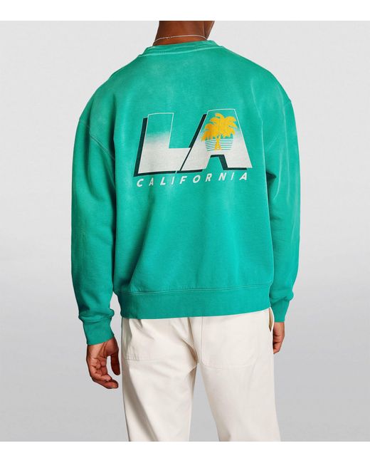 FRAME Green Cotton-blend Graphic-detail Sweatshirt for men