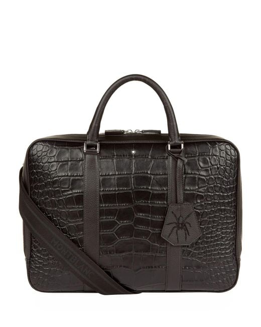 Montblanc Black Alligator Leather Briefcase for men