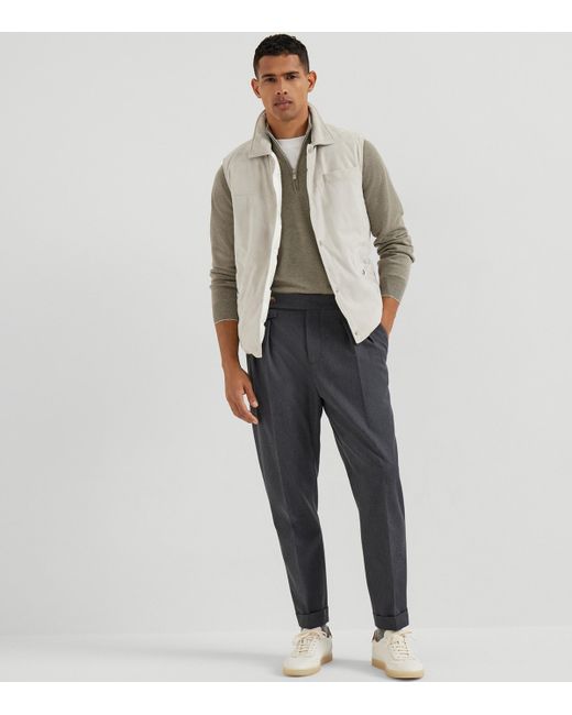Brunello Cucinelli Gray Cashmere Quarter-Zip Sweater for men