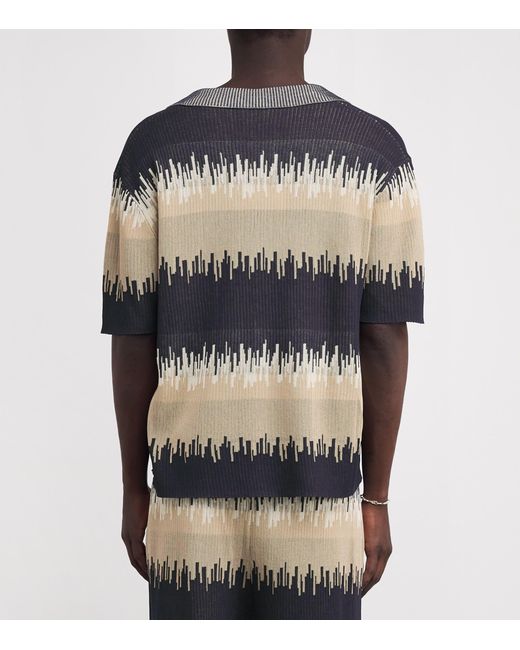 Commas Black Jacquard Wave Polo Shirt for men