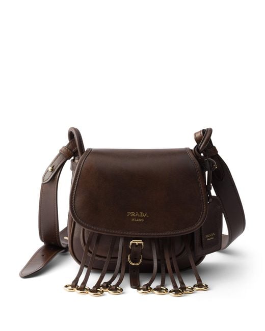 Prada Brown Mini Leather Corsaire Shoulder Bag