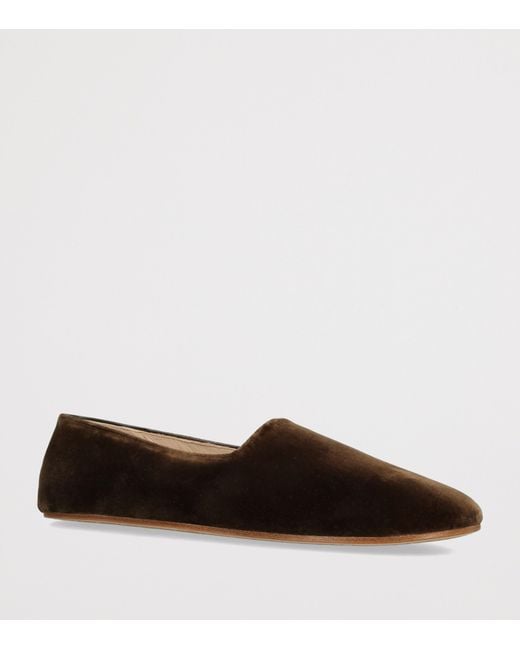 The Row Brown Ponti Velvet Slippers